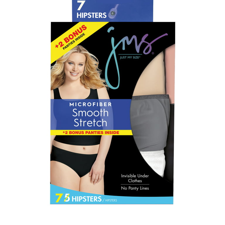 Just My Size® Women's Microfiber Smooth Stretch 5-Pack Hipsters Plus Size