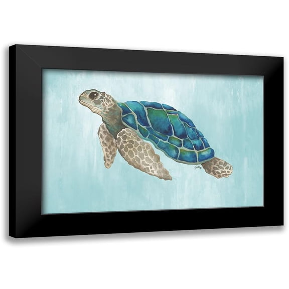 Medley, Elizabeth 14x11 Black Modern Framed Museum Art Print Titled - Watercolor Sea Turtle
