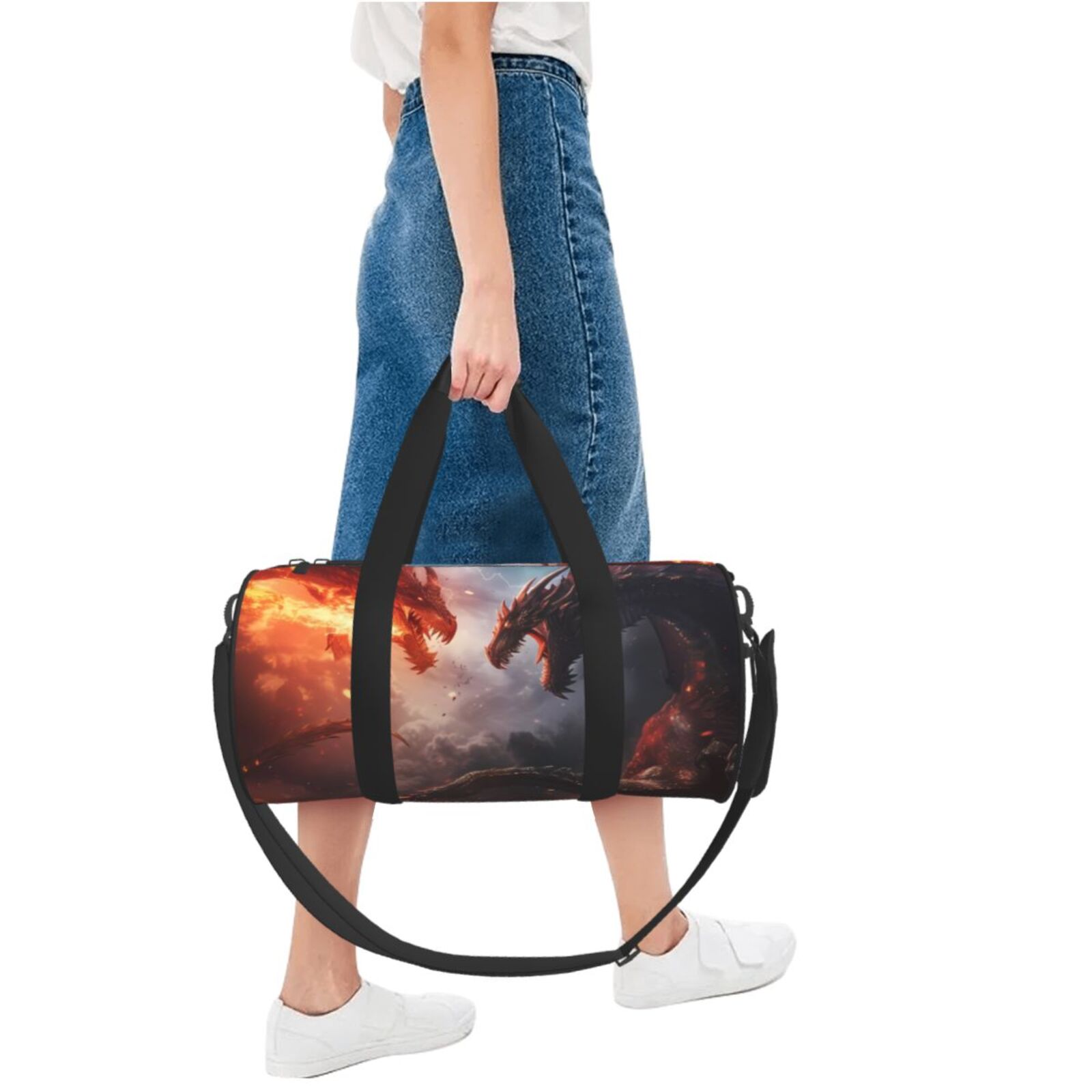 Defioc Fire Sky Dragon for Travel Duffle Bag,Weekender Bag Carry On Tote Bags Hospital Bag Large Capacity Sport Gym Bag for Men Women Fit for Trave, Gym,Weekend