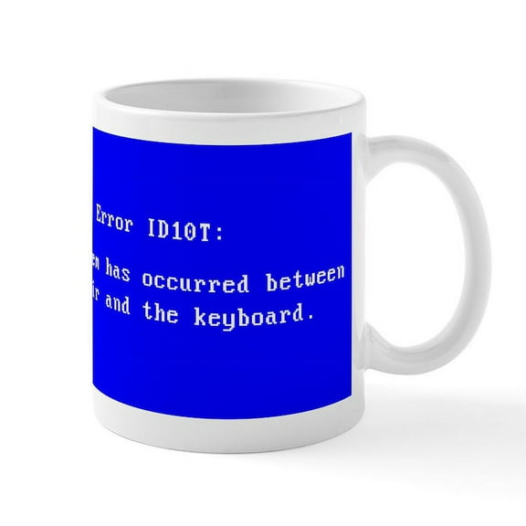 CafePress - ID10T_Blue Mugs - 11 oz Ceramic Mug - Novelty Coffee Tea Cup