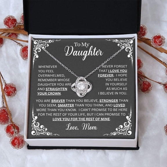 To My Daughter Necklace, Mother Daughter Gifts, Daughter Gift From Mom, Birthday Daughter, Daughter Necklace, Sentimental Gift, White Love Knot Necklace