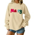 thumbnail image 2 of Chandails d'Hiver Grande Taille pour Femmes Chandail Décontracté de Noël Imprimé Col Rond Manches Longues Sweat à Capuche Amusant Beige TG, 2 of 6