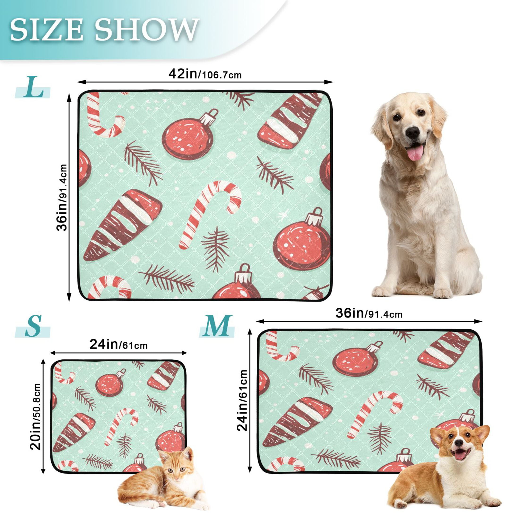 Qxltty Seamless Pattern with Christmas Elements Cat litter Pads Pet Set of 2 Diaper Mats Center Anti-leakage Layer Absorbent Soft and Comfortable