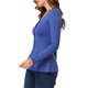thumbnail image 4 of Suéter peplum de cuello en V para mujer INSPIRE CHIC, de punto acanalado, de manga larga, casual, pulóver, 2XL, azul, 4 of 7