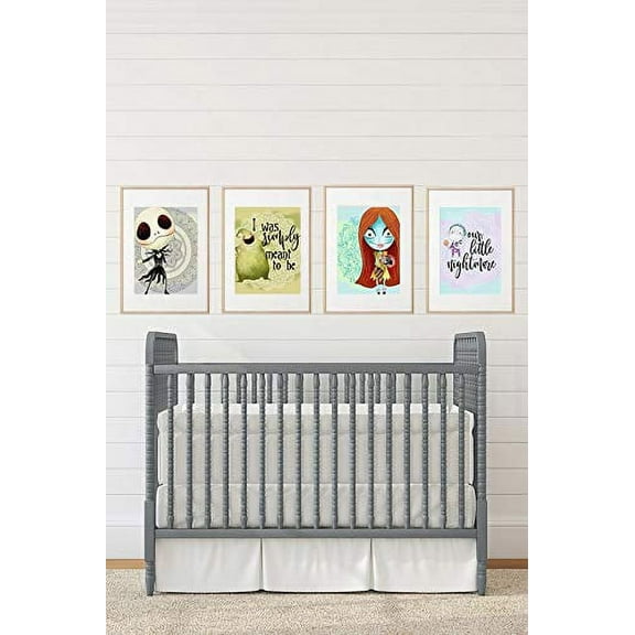 Silly Goose Gifts Nightmare Before Christmas Themed Character Wall Art Decor Baby Nursery Love (Grey Art Set)