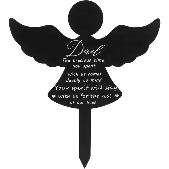 UNOMOR Grave Garden Yard Signs Angel Stake Black Memorial for Grave Site 1Pack