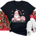 thumbnail image 2 of Women's Cute Valentines Day Tshirts Heart Gnome Car Graphic T Shirts Shor Sleeve Crewneck Tee Tops, 2 of 5