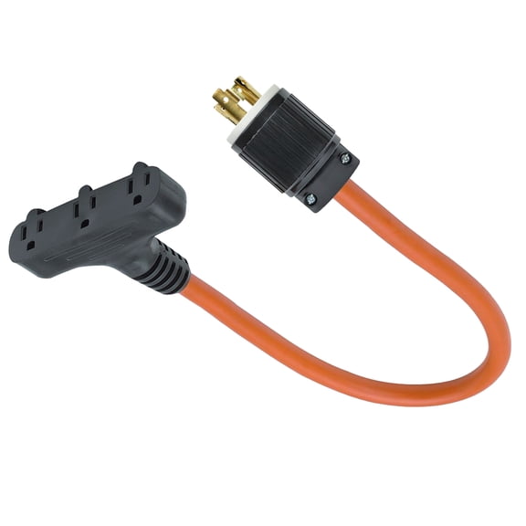 Triple Tap 3 Outlet Extension Cord for Portable Generators w/ NEMA L14-30 to 3x5-15R 15 Amp 18 inches