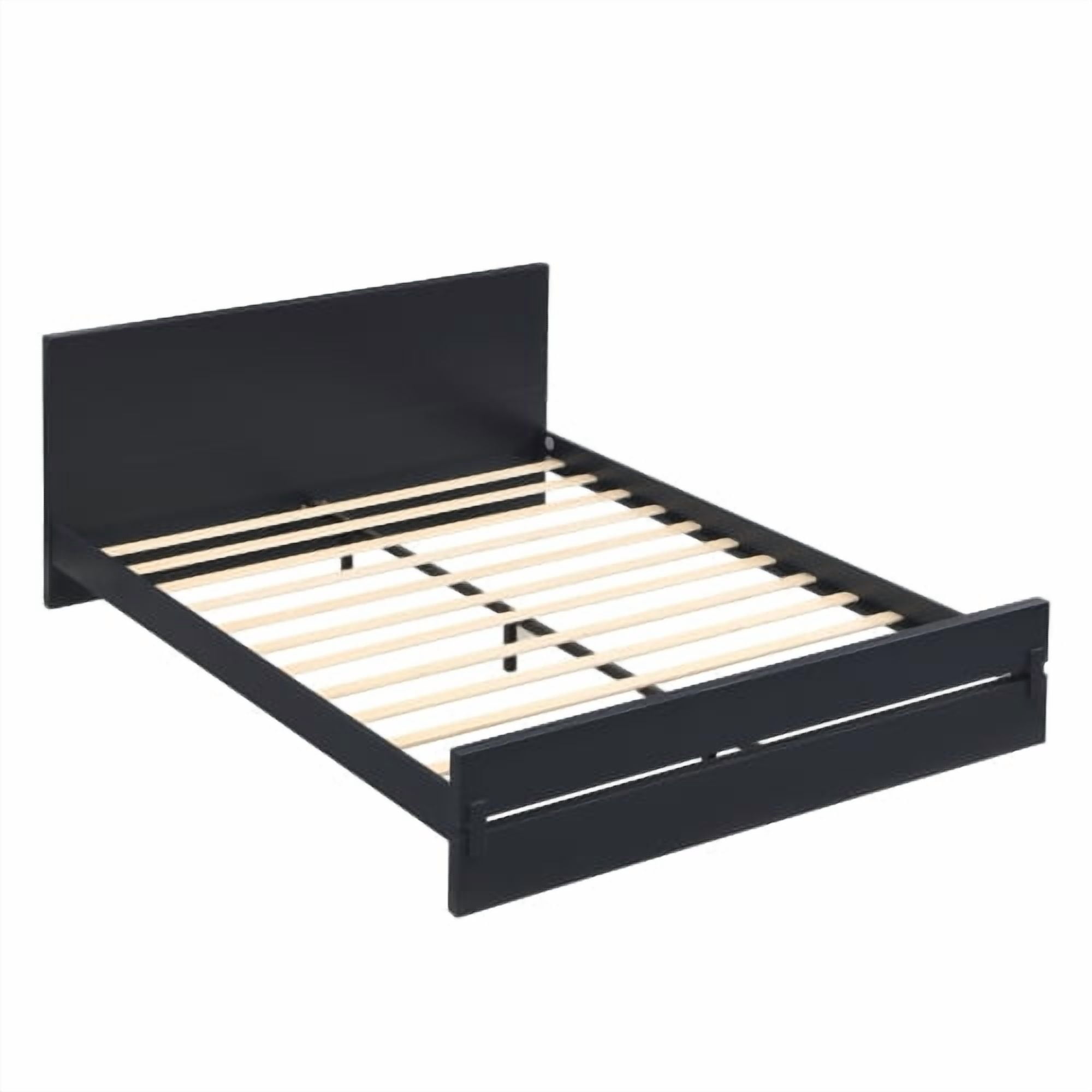 Euroco Wood Queen Size Platform Bed, Heavy-Duty Bamboo Bed Frame, Black