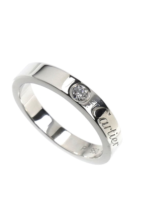 Pre-Owned CARTIER Pt950 Platinum Engraved 1 Diamond Ring B4051346 46 4.4g Women's (Good)