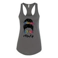 thumbnail image 3 of Mom Life Messy Hair Bun | Tie Dye Leopard Print Bandana | Funny Mother's Day Mother's Day Ladies Racerback Sleeveless Top, Dark Grey, XL, 3 of 5