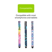 onn 2-in-1 Stylus Pen Set with Built-In Ballpoint Pen, Multicolor, 3 Count