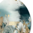 thumbnail image 3 of Designart "Exploring Floral Forms Blue and Gold V" Abstract Floral Metal Round Wall Decor, 3 of 5