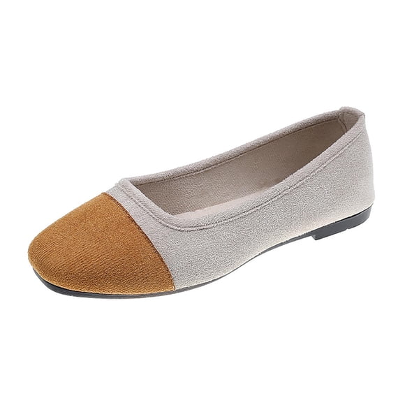 Zapatos Casuales Planos para las Mujeres Color-Bloque Dedo Redondo Boca Poco Profunda Deslizamiento en Zapatillas de Lienzo Primavera, Zapatos de Lienzo para las Mujeres