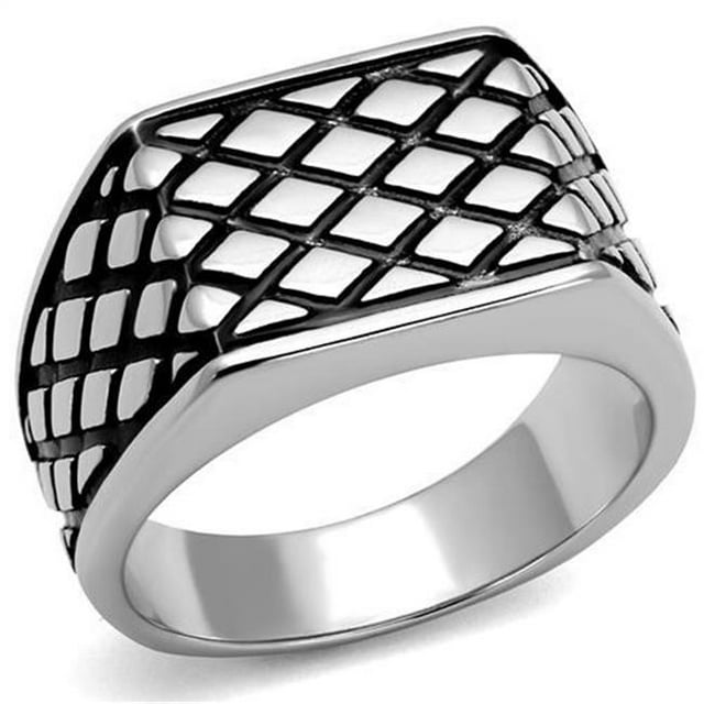 Alamode TK3009-8 Men High Polished Stainless Steel Ring with Epoxy in Jet - Size 8