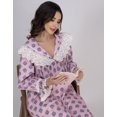 thumbnail image 5 of Moomaya Women's Cotton Nightdress | Long Maxi Lounge Nightwear | Button-Down Sleepwear With Frill & Lace, 5 of 8
