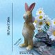 thumbnail image 3 of Decoración de figuritas de conejo de Pascua - Estatua clásica de conejo de resina con pajarita y sombrero de copa, adorno vintage de primavera, exposición de mesa de una sola pieza, 3 of 4