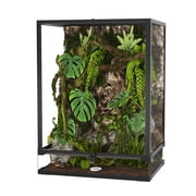 Spacious & Secure Reptile Glass Terrarium – 34 Gallon Tall Habitat with Top Screen Ventilation, Double Hinged Doors, Escape-Proof & Waterproof Base – Black