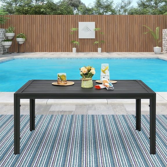 Abble Black Rectangular Steel Slat Coffee Table