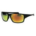 thumbnail image 2 of Mens Minimal Rubberized Matte Black Plastic Warp Biker Sunglasses Orange Mirror, 2 of 4