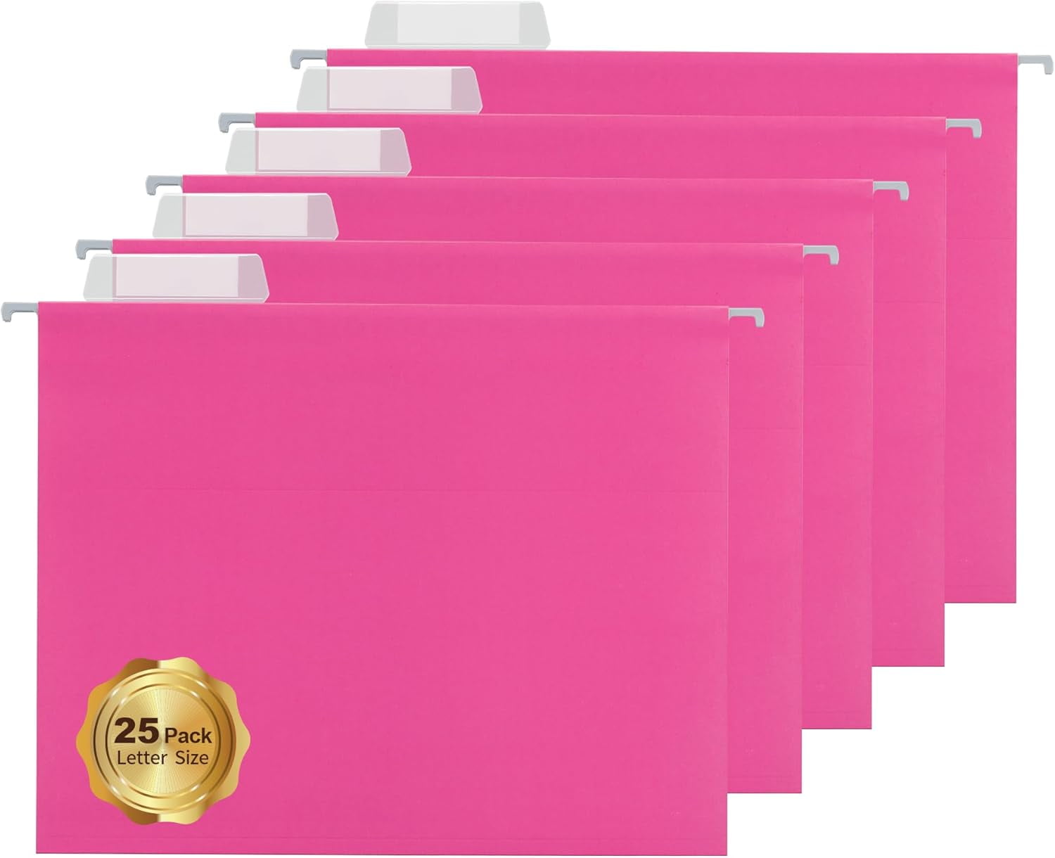 25 Packs Hanging File Folders Pink,Letter Size 8.5x11,Hanging File Folders with 1/5-cut Tabs,File Folders for Filing Cabinet with Tabs,Designed for Bulky Files,Ideal Office,School Classroom