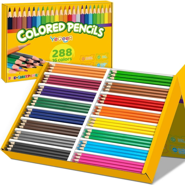 Lápices de colores Yegeer 288 unidades, 16 colores surtidos