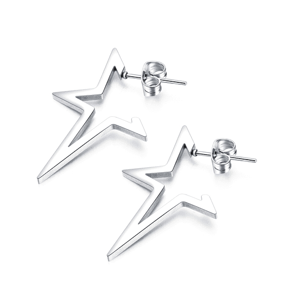 Vogem Silver Star Stainless Steel Studs Earrings For WomenMinimalist Pierced EarringLightweight Sleeper Earrings Hypoallergenic