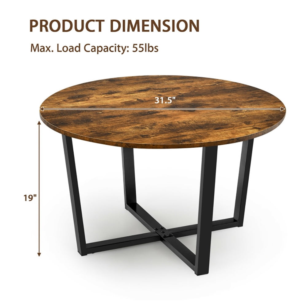 Finihen Round Coffee Table, Round Industrial Style Cocktail Side Coffee Table With Metal Frame, for Living Room, Reception Room, Brown Finihen Round Coffee Table, Round Industrial Style Cocktail Side Coffee Table With Metal Frame, for Living Room, Reception Room, Brown