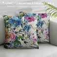 thumbnail image 3 of PRATYUS Throw Pillow Cover Vivid Colorful Garden Print Blossoming Wildflowers Birds Leaves Branches Decorative Throw Pillow Case Square Home Couch Bed Pillowcase 24x24in, 3 of 5