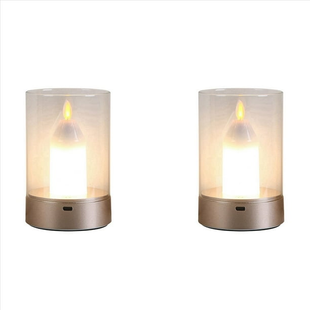 2X Vela con Luz USB, Vela LED EléCtrica Sin Llama Recargable, Velas MóViles para Bailar, Luz para DecoracióN del Hogar