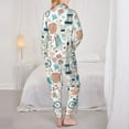 thumbnail image 3 of Pajama Sets for Women 2 Pcs, Eiffel tower Button Down Long Sleeve Sleepwear Lounge PJ Sets, 3 of 6