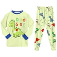thumbnail image 5 of Wenfanal Boy's Long Sleeve Fleece Pajama Set, 2-Piece Toddler Kids Pajamas Boys Set Comfortable Soft Cute Boys Home Pajama Set Size 8-9 Years,Light Green, 5 of 7