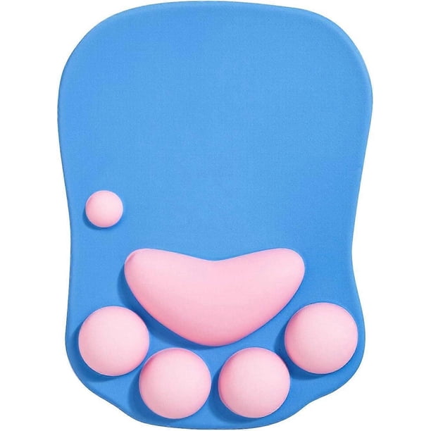 Mouse Pad Cat Paw Ergonomic Mouse Pad with Wrist Support Silicone Mouse Pad Cute Mouse Pad Kawaii Mouse Pad for Home/Office Mouse Pad Blue and Pink
