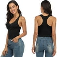 thumbnail image 4 of Charmo Crop Tank Tops for Women Built-in Shelf Bra Racerback Cotton Sports Crop Top 2 Pack, 4 of 6
