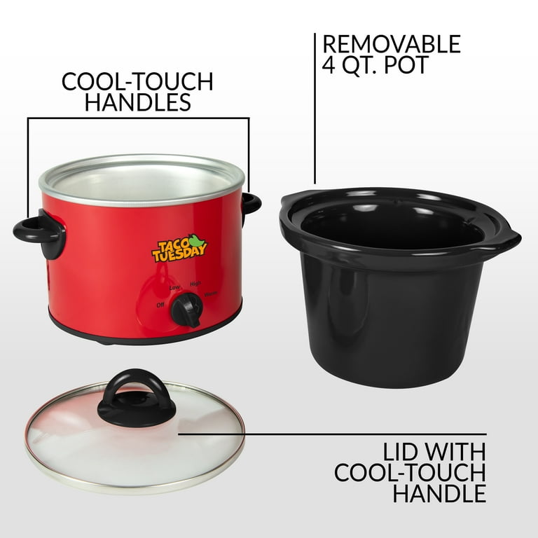 4 Qt. Red Slow Cooker with Cool-Touch Handles