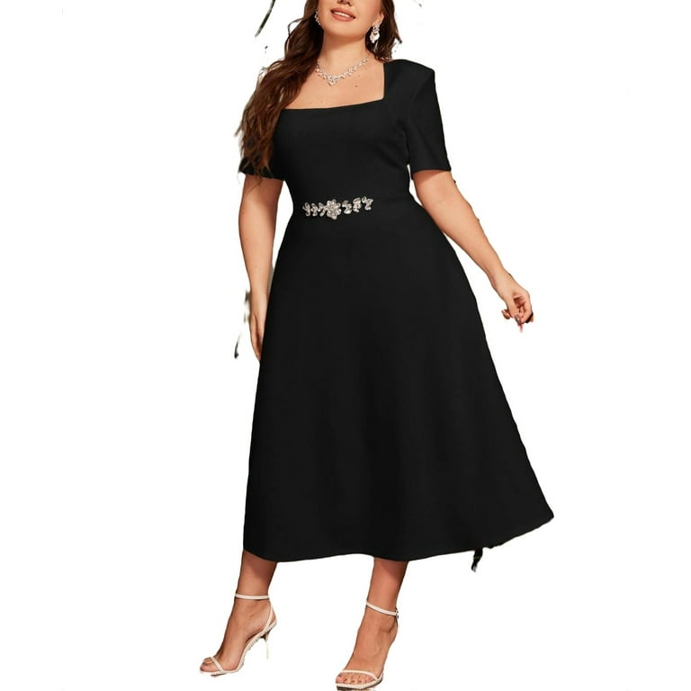 Walmart plus top size black dress