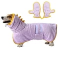 thumbnail image 4 of Super Absorbent Dog Bathrobe Towel, Quick Drying Microfiber Pet Drying Robe with Dinosaur Hood, Soft Dog Bath Towel for Large Medium Small Dogs, Cozy Pajamas with Drying Gloves, Gray, M, 4 of 7