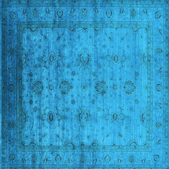 Ahgly Company Indoor Square Oriental Light Blue Industrial Area Rugs, 3' Square