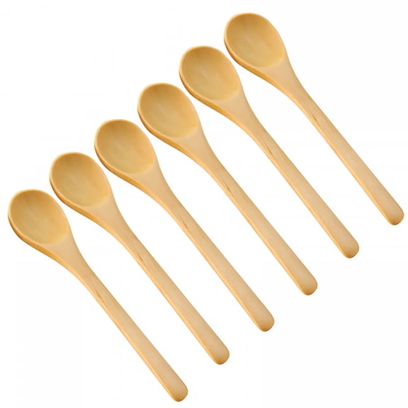 ACDANC 6Pcs Small Wooden Spoons, Mini Wooden Teaspoons Wooden Dessert Spoon Wood Condiments Salt Spoons for Seasoning Oil Sugar Honey Coffee
