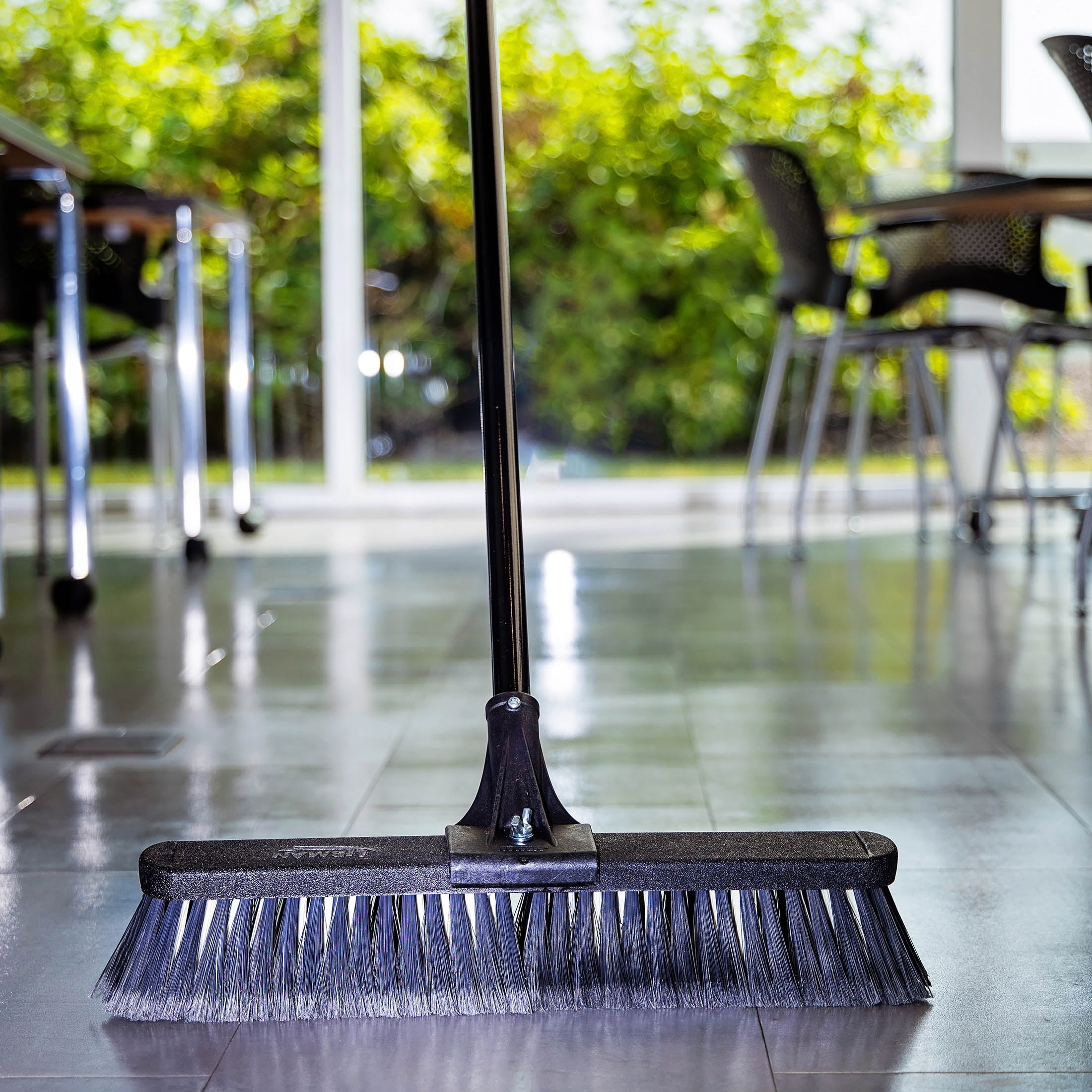 Libman 18" High Power Push Broom Multi-Surface Steel Handle