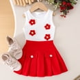 thumbnail image 2 of Staki Girls Summer Skirt Set Toddler Girls 2 piece Outfits Summer Sleeveless Girls Skirt Set 9M 12M 18M Red,9-12 Months, 2 of 9