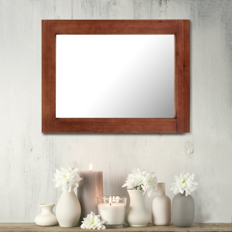 Stonebriar 24 x 18 Redwood Country Rustic Rectangle Wood Wall Mirror 