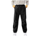 thumbnail image 2 of Riecok Cargo Pants for Boys Elastic Waist Casual Jogging Trousers Bottom with Pockets Solid Color Pull on Pants Black 15 Years, 2 of 4