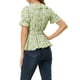 thumbnail image 3 of INSPIRAR CHIC Blusa de Raso Cruzada de Cuello en V con Mangas Cortas y Volantes M Verde Claro, 3 of 6