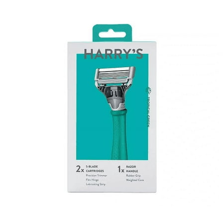 Harry's Razor Handle   2 Cartridges Tropical Green