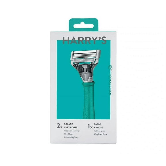 Harry's Razor Handle   2 Cartridges Tropical Green
