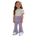 thumbnail image 4 of Toddler Girls Baggy Wide Leg Pants Fashion Flared Pants with Front Slit Autumn Casual Trousers Size 4-5T ,Purple, 4 of 4
