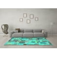 thumbnail image 3 of Ahgly Company Indoor Rectangle Patchwork Turquoise Blue Transitional Area Rugs, 4' x 6', 3 of 4