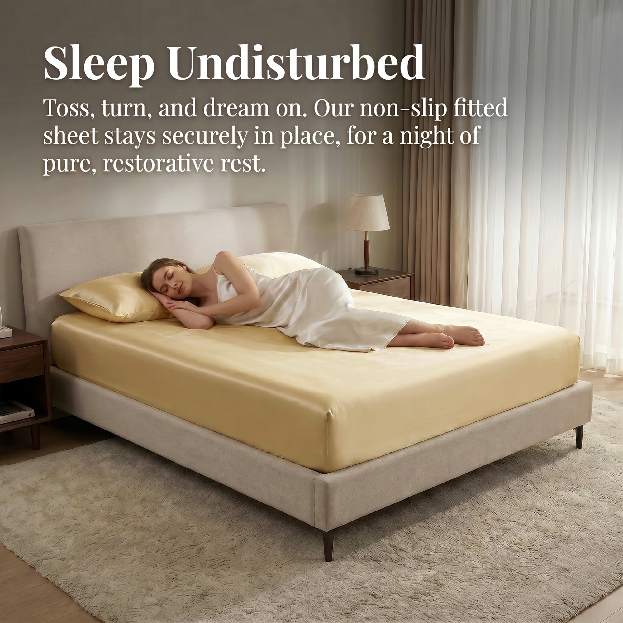 Unique Bargains Fitted Sheet Microfiber Bed Sheets Comfortable for All Seasons 39.0"x74.8" Champagne