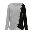 thumbnail image 5 of biudgviw Fall Sweater for Women Ribbed Color Block Crew Neck Casual Pullover Tops Lantern Long Sleeve Lightweight Tunic Blouses, 5 of 7